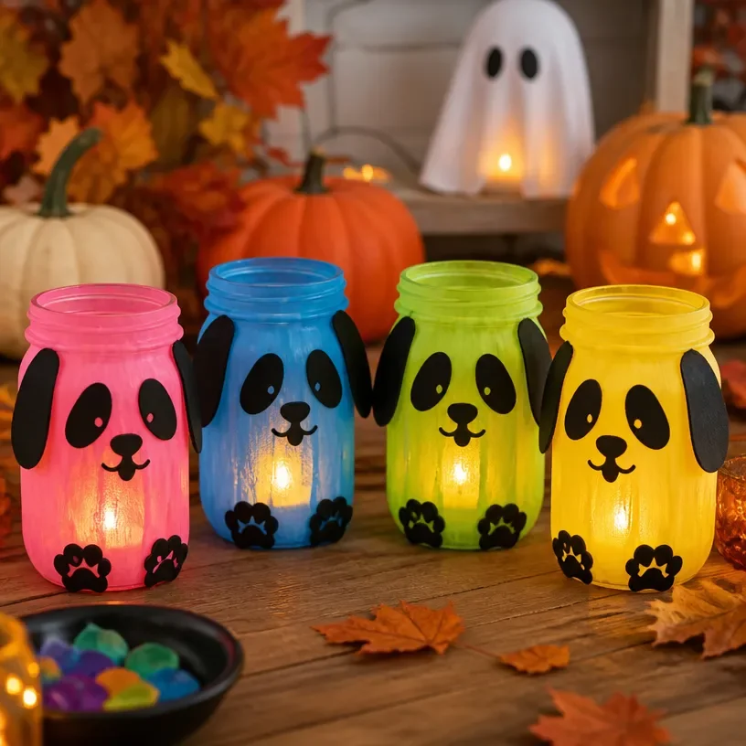 DIY vibrant canine ghost lanterns for Halloween decorations