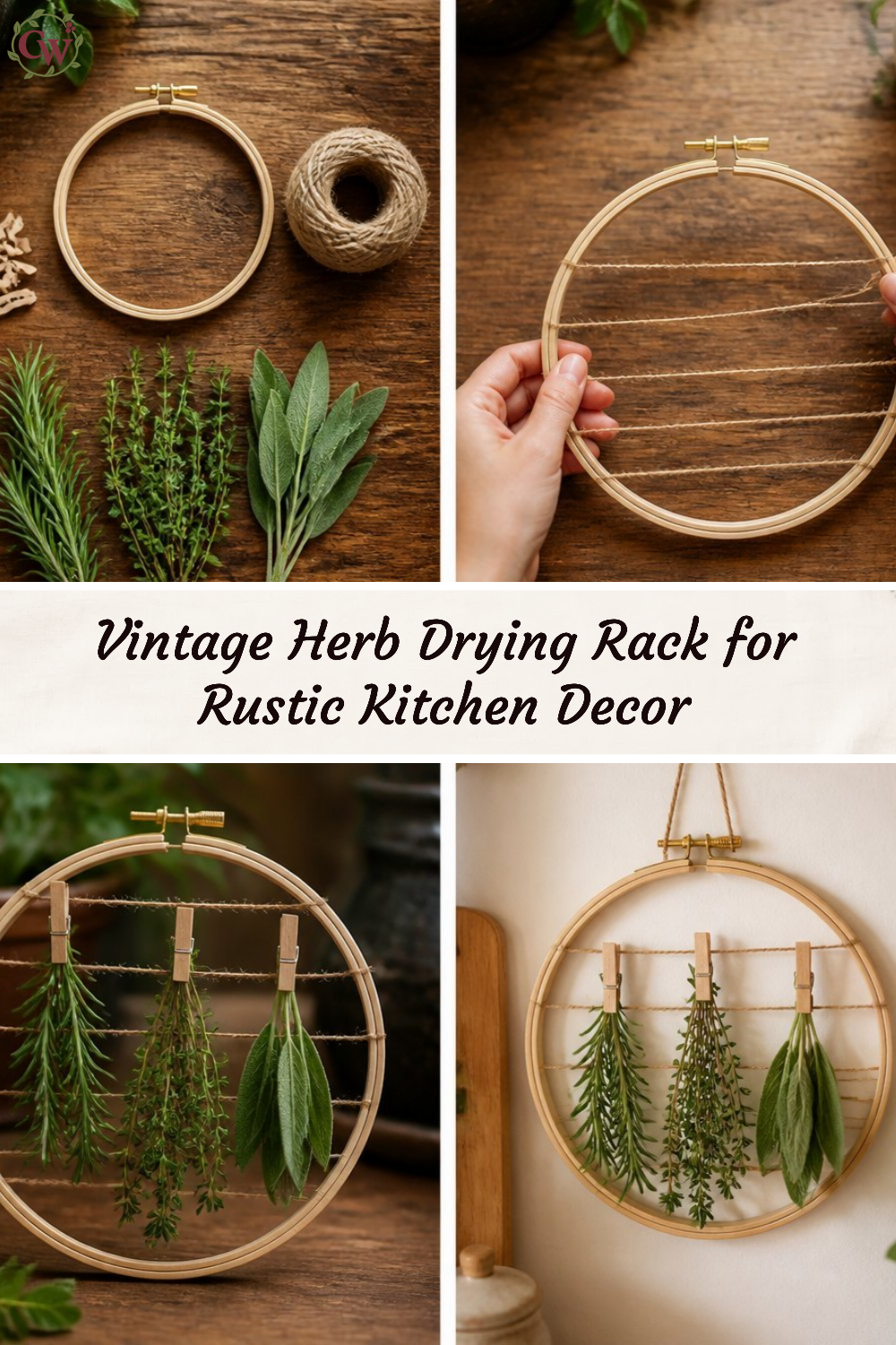Vintage Herb Drying Rack for Rustic Kitchen Decor