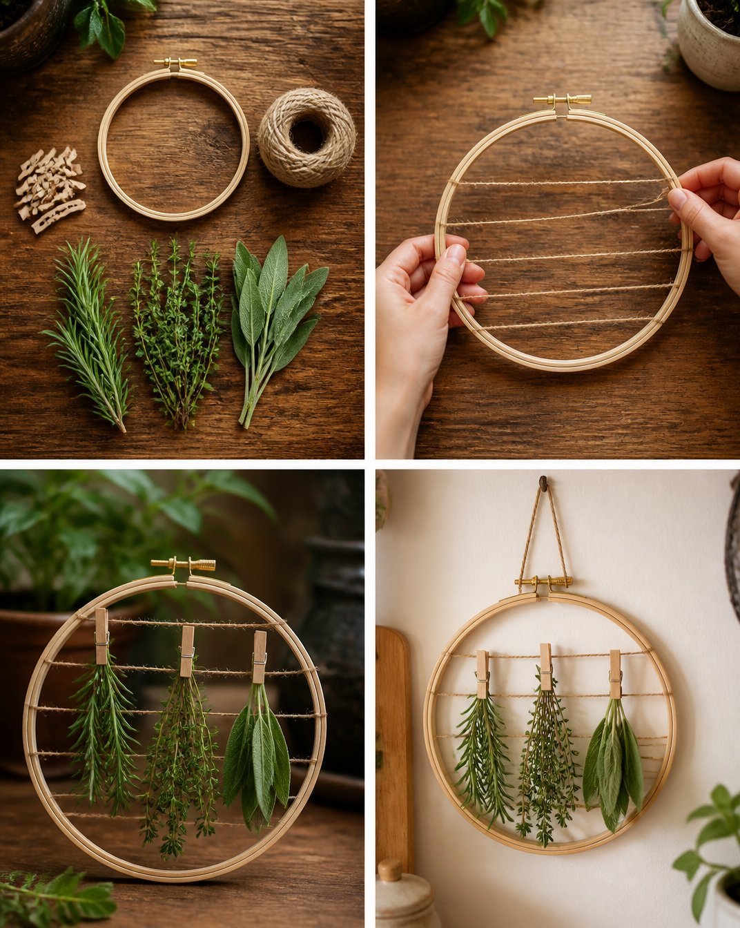 Vintage Herb Drying Rack for Rustic Kitchen Decor