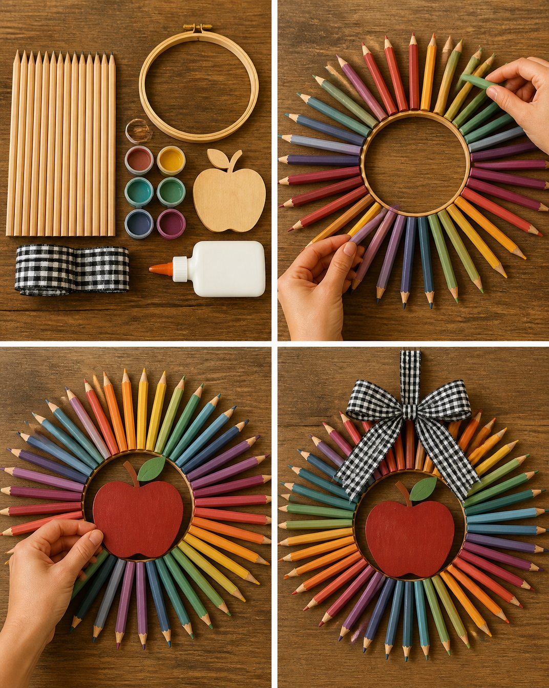 Vintage Rainbow Pencil Wreath for Home Decor