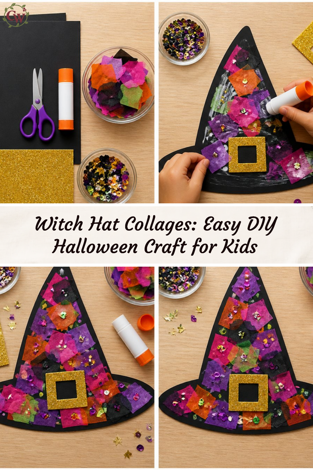 Witch Hat Collages: Easy DIY Halloween Craft for Kids