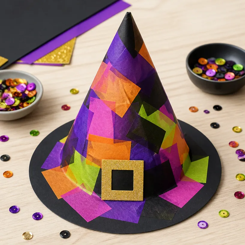Creative Witch Hat Collages: Easy Halloween Craft for Kids