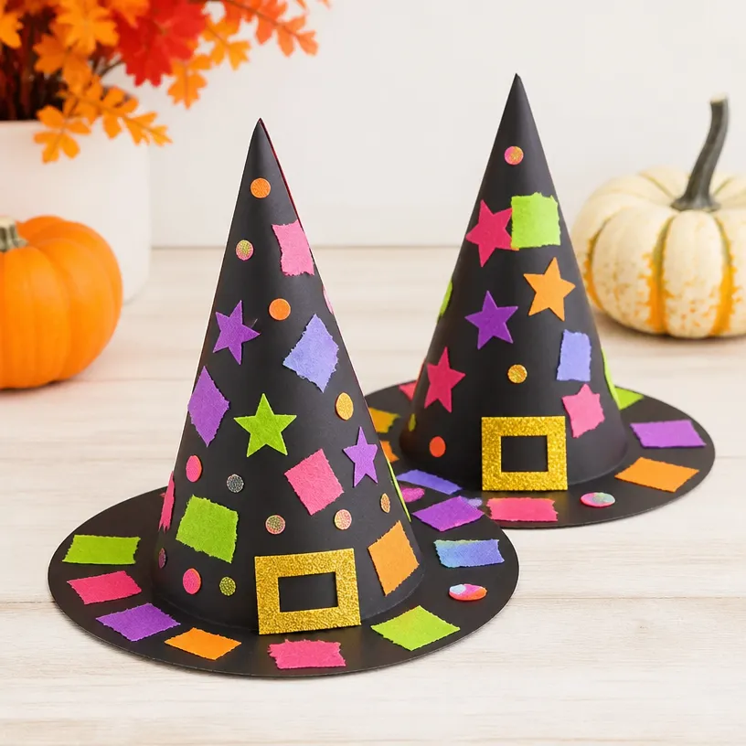 Witch Hat Collage Craft for Kids: Fun Halloween Activity