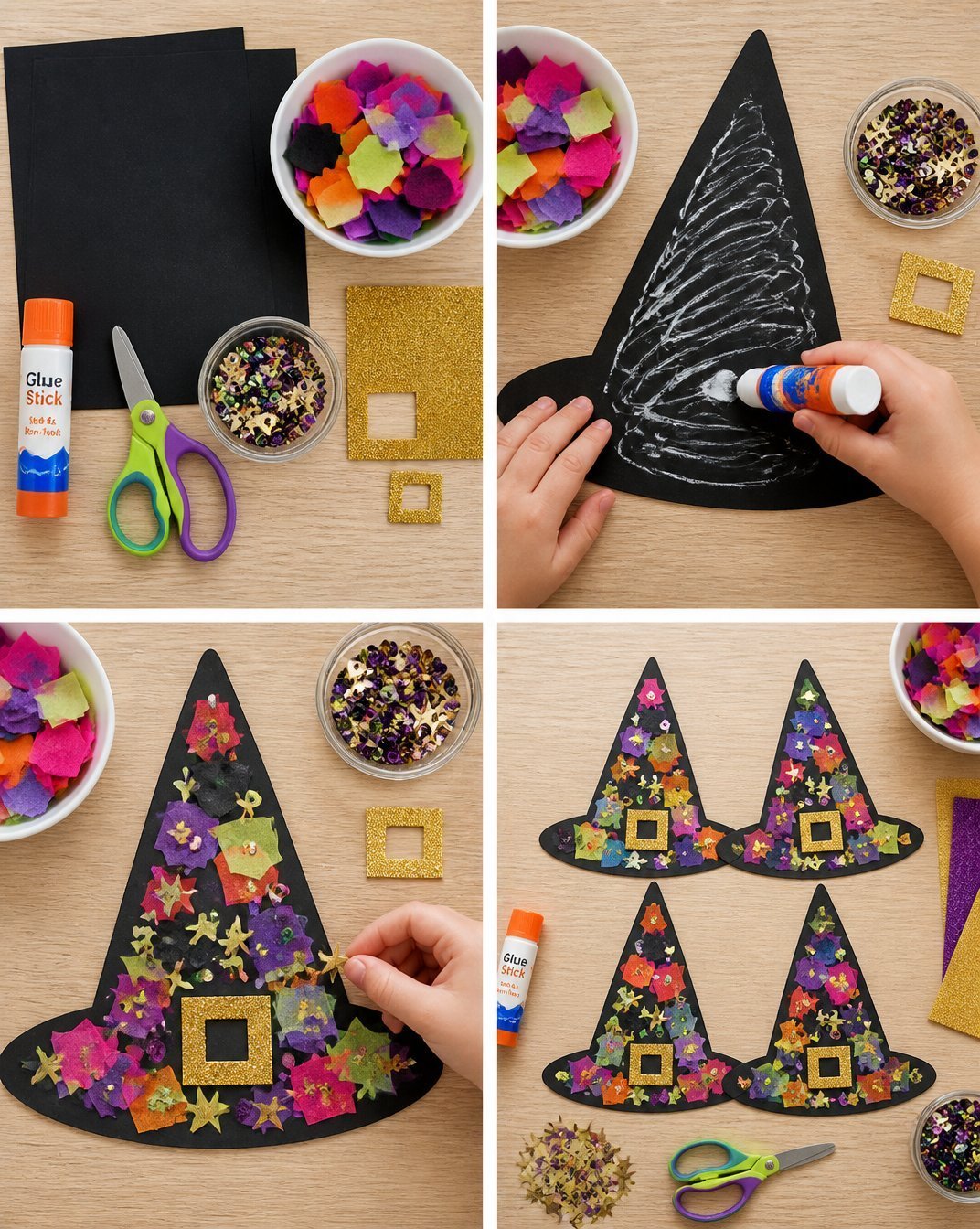Halloween Witch Hat Collage Craft for Kids