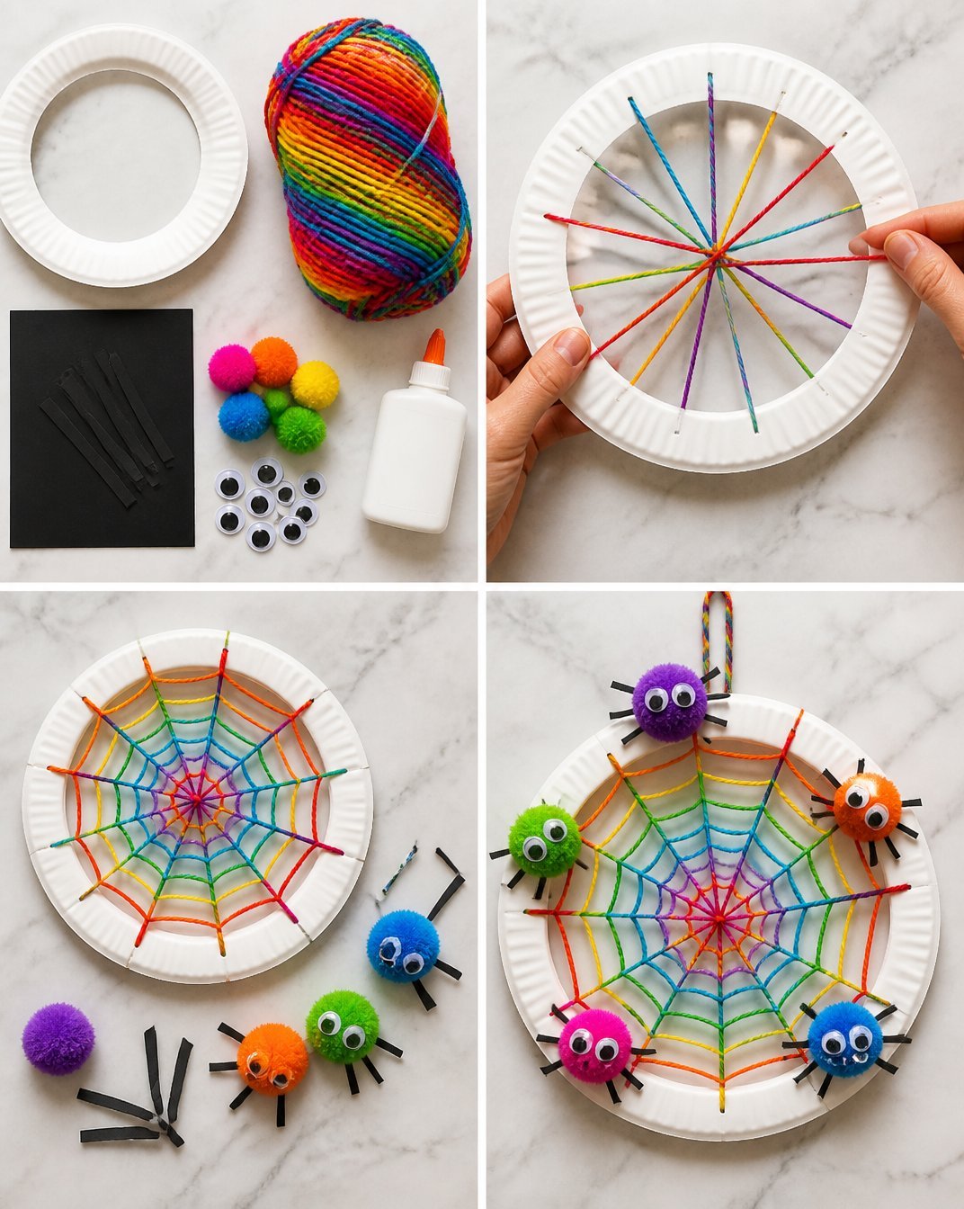 Rainbow Spiderweb Paper Plate Wreath Tutorial