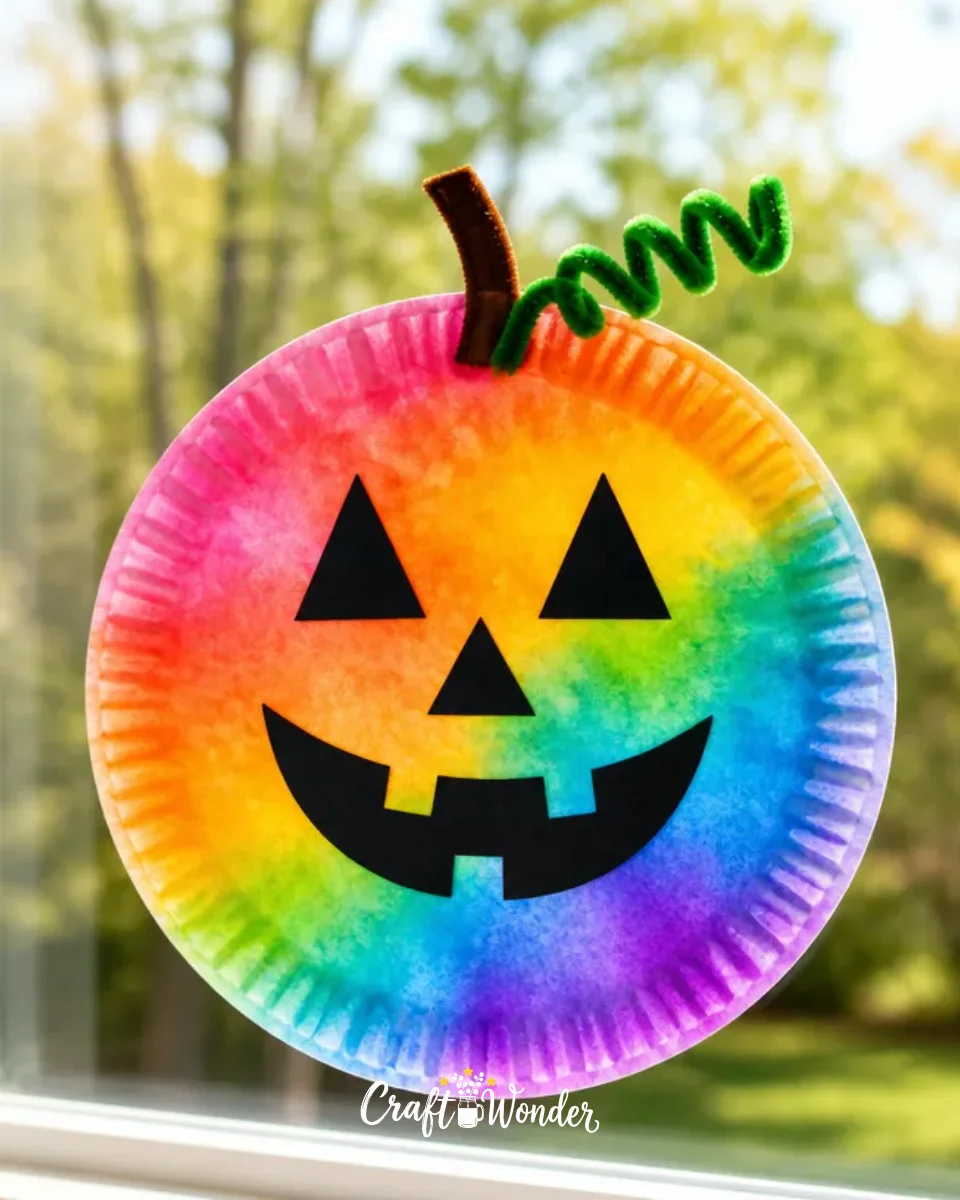 DIY Tie-Dye Coffee Filter Pumpkin Suncatchers