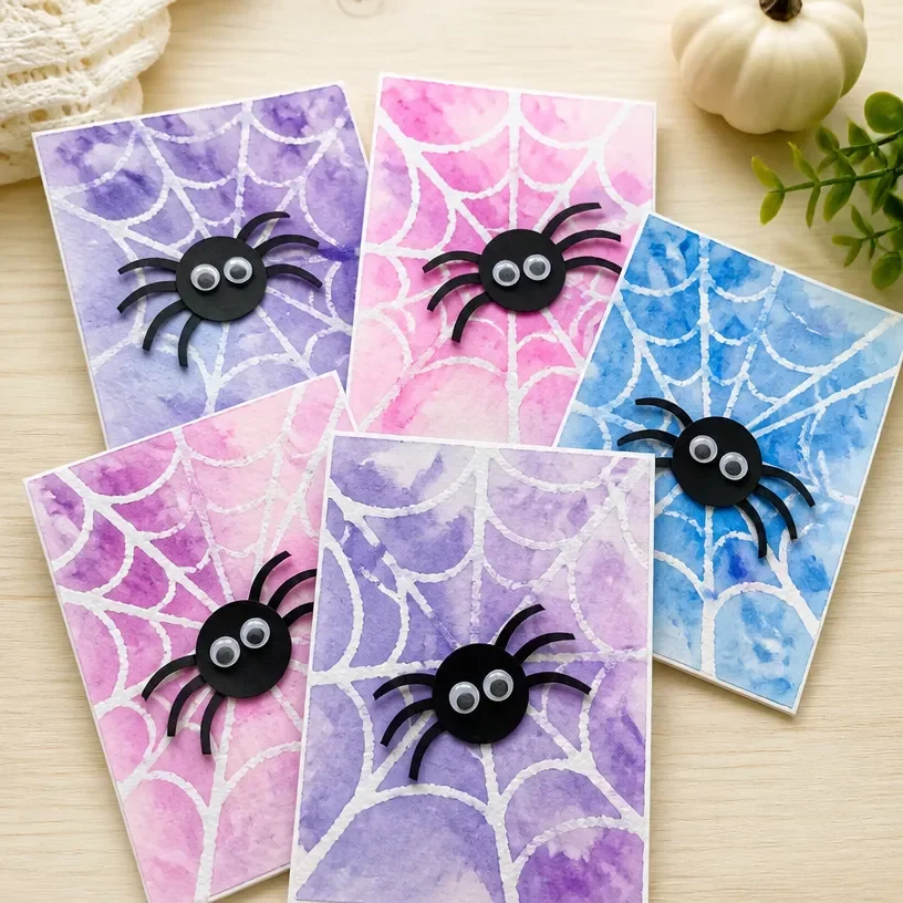 Kids painting a spooky Halloween watercolor craft together