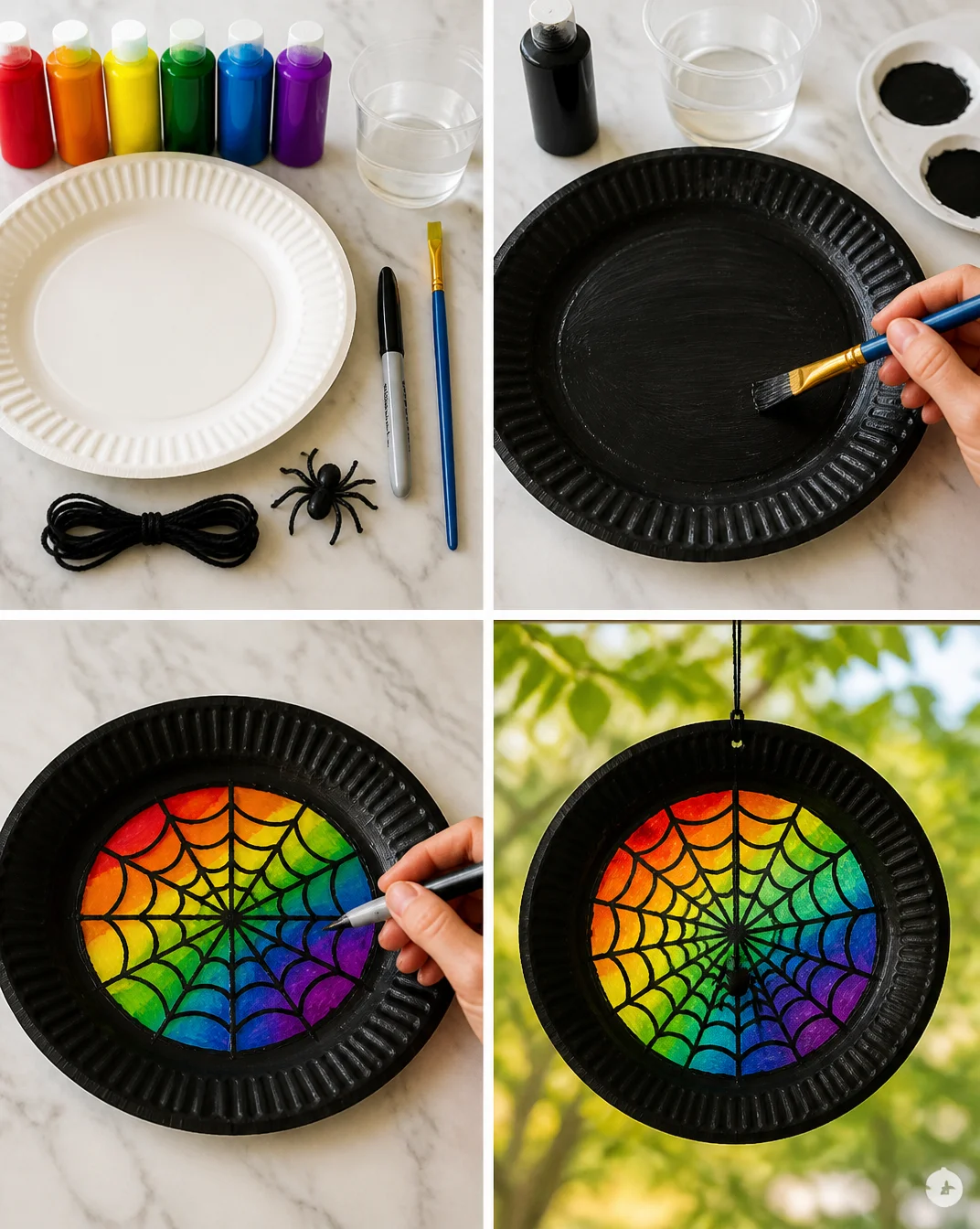Paper plate sun catcher | Spider web paper plate crafts, Decor crafts, Idea's