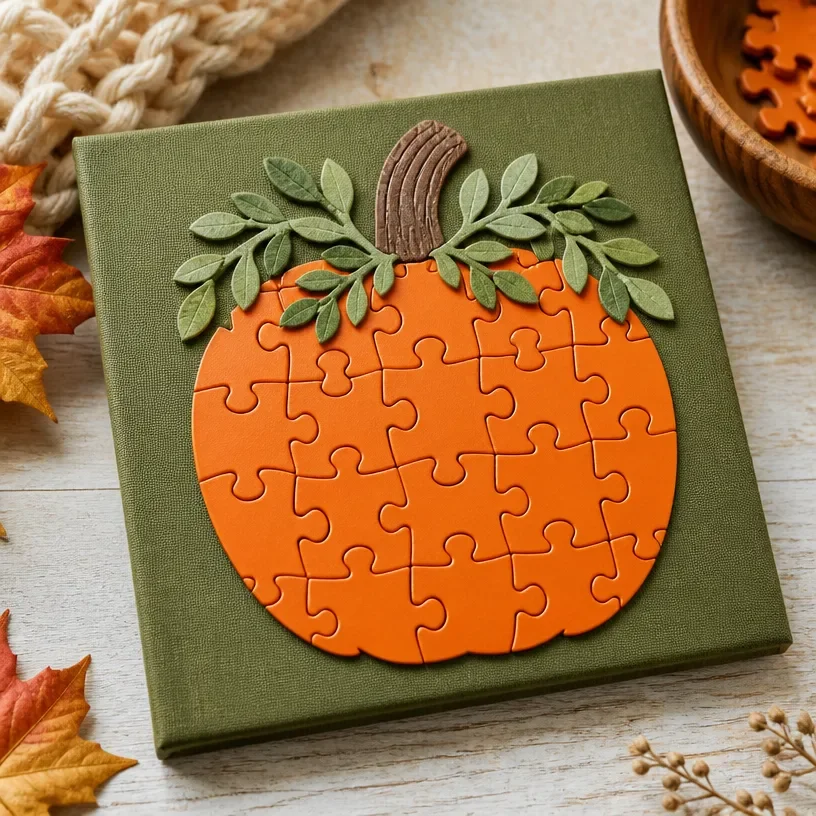 Easy Puzzle Piece Craft for Fall Pumpkin Pictures