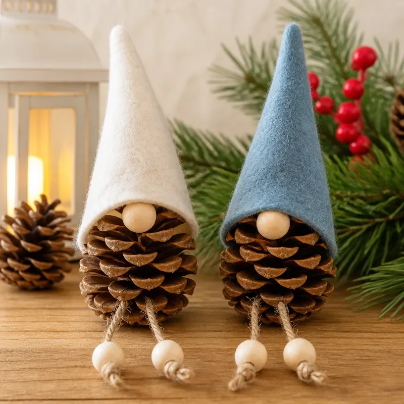 How to make a gnome from pinecones | Christmas crafts gnomes with pinecones, Pine cone crafts, Ornaments