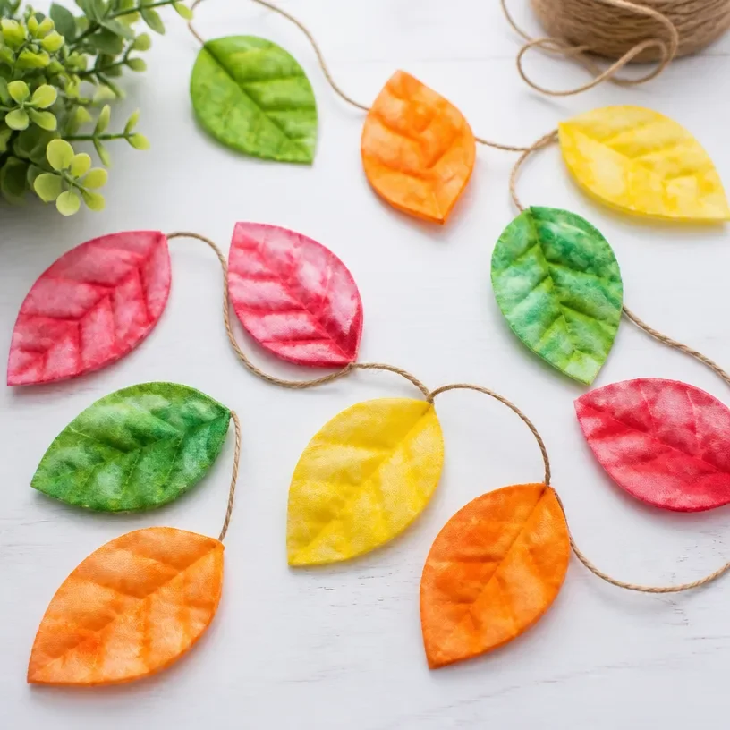 Beautifully crafted coffee filter leaves for decorative use