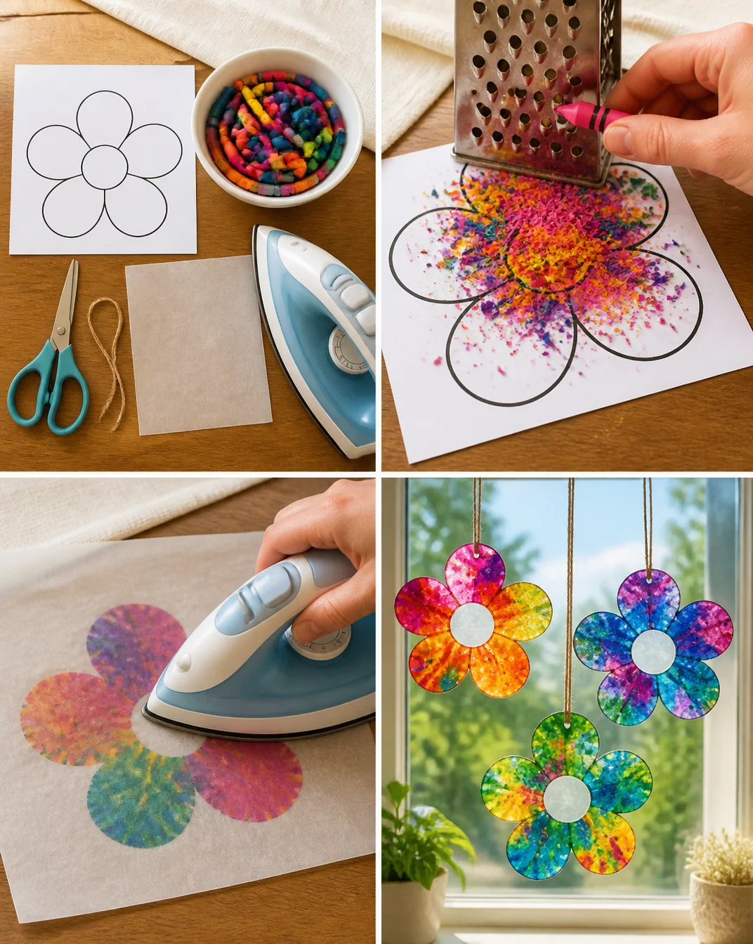 Melted Crayon Flower Easy Spring Art for Kids