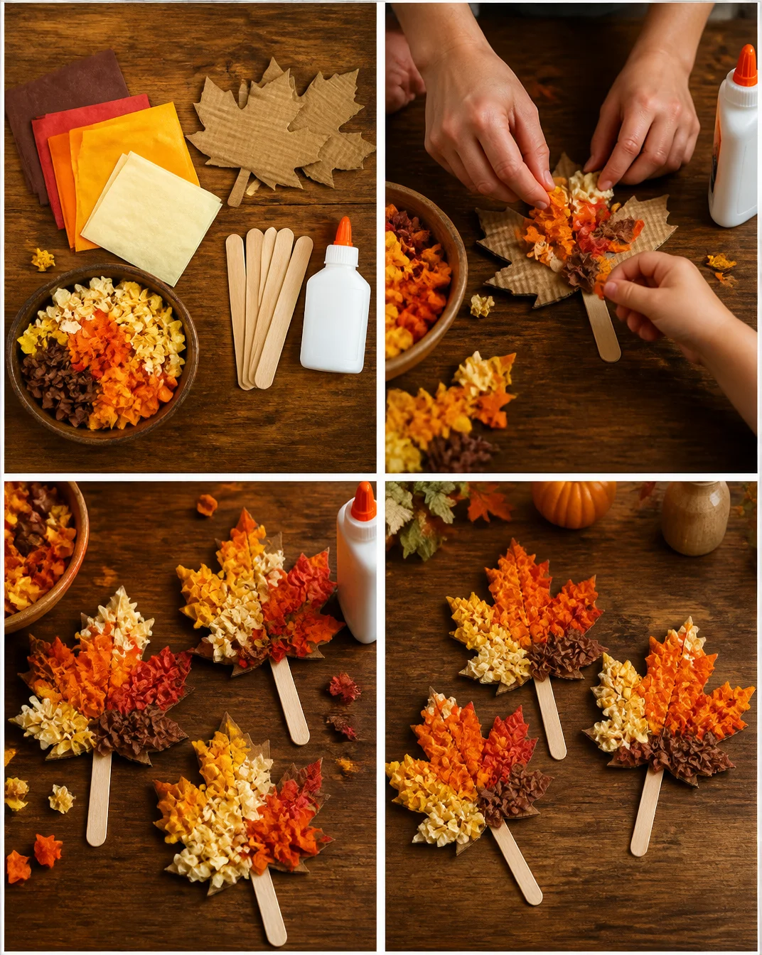 DIY Thanksgiving Crafts for Kids Popsicle and Candy Corn Art